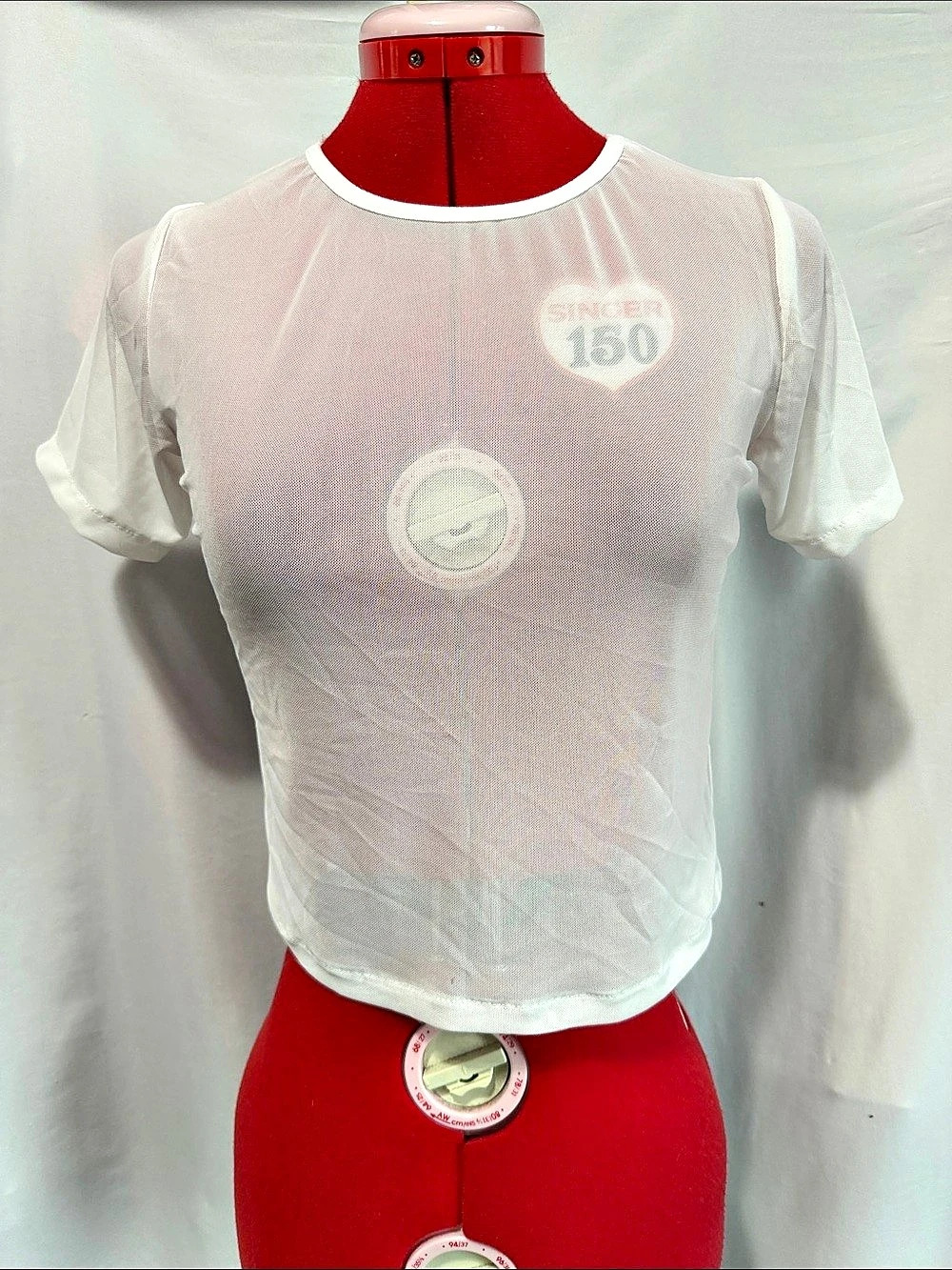 White Short Sleeve Mesh Top Like New